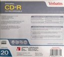 20 PŁYT VERBATIM CD-R DataLifePlus Super AZO SLIM EAN (GTIN) 023942947615