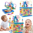 ДЕРЕВЯННЫЙ СОРТЕР ОБРАЗОВАТЕЛЬНЫЙ КУБ ЦВЕТНОЙ МОНТЕССОРИ АЛФАВИТ С ЛАБИРИНТИКОМ