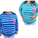 Sweter w pasy z serduszkiem plus size 46, 48, 50