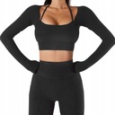 zr-БЛУЗКА КОРОТКИЙ ТОП МОДНЫЙ ЭЛАСТИЧНЫЙ ДЛИННЫЙ РУКАВ M