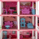 Domek dla lalek willa różowa DIY 4 poziomy mebelki 61cm Płeć dziewczynki