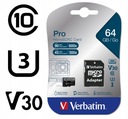 Pamäťová karta micro SD 64GB PRO U3 VERBATIM SDXC Kód výrobcu 47042