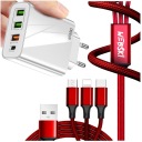 Очень быстрое ЗАРЯДНОЕ УСТРОЙСТВО, 4 USB, QC 3.0, подача питания, ЧЕТЫРЕХОДНЫЙ + КАБЕЛЬ 3 В 1