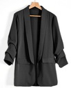 Черный женский пиджак, блейзер, драпированные рукава