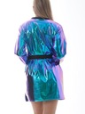 Dámske ležérne voľné holografické šaty s výstrihom do O, dlhé S Príležitosť na bežné nosenie