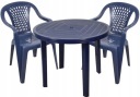 КОМПЛЕКТ 2+1 ПЛАСТИКОВЫЕ СТУЛЬЯ, САДОВЫЙ СТОЛ, ТЕМНО-СИНИЙ