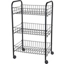 Wózek kuchenny łazienkowy na kółkach czerń 3 Kosze