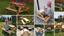 Стол для пикника на открытом воздухе с зонтиком и скамейками, садовый стол и скамейка, 1-6 лет