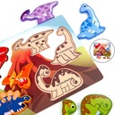 Drevené Montessori puzzle, kognitívny dinosaurus v ranom detstve Materiál drevo