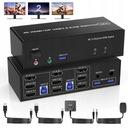 KVM-переключатель USB 3.0 2 аудиомонитора HDMI + DisplayPort 3 ВЫХОД