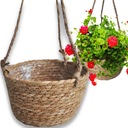 OSŁONKA DONICZKA PLECIONA Z TRAWY MORSKIEJ Z FOLIĄ BOHO WISZĄCA 20x12