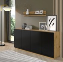 Vitrína AURA 1DS univerzálny artisan / čierna +LED Výška nábytku 150 cm