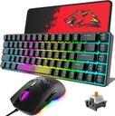 Комплект механическая клавиатура 60% RGB 68 USB C + мышь 6400 DPI + коврик
