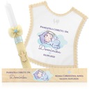 SZATKA I ŚWIECA do chrztu + PUDEŁKO IMIĘ NADRUK