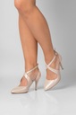 Кожаные танцевальные туфли жемчужно-бежевого цвета с ремешками 36