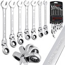 КЛЮЧИ С ТРЕЩОТКОЙ, 8–19, 7-ЭЛЕМЕНТНЫЕ, ШАРНИРИРОВАННЫЕ, CRV СТАЛЬ