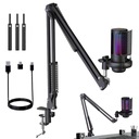 MIKROFON DO KOMPUTERA GAMINGOWY POJEMNOŚCIOWY FUNKCJA STUDYJNY USB RGB