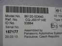 Toyota Yaris III 2012+ rádio 861200D640 Kvalita dielov (podľa GVO) O - originál s logom výrobcu (OE)