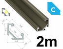 PROFIL DO TAŚM LED NAROŻNY KĄTOWY 45° C INOX 2M