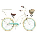 Велосипед жіночий Beach Cruiser 26 синій кремовий кошик багажник LAGUNA ROYALBI