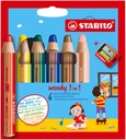 STABILO WOODY ПЛОТНЫЕ КАРАНДАШИ 3В1 С ТОЧИЛКОЙ 6 ШТ.