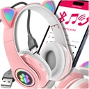 Bluetooth-наушники для детей БЕСПРОВОДНЫЕ кошачьи уши розового цвета с подсветкой