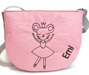 Светло-розовая сумка-мышка-балерина с именем, в подарок, на плечо.