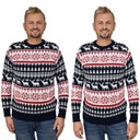 НОРВЕЖСКИЙ РОЖДЕСТВЕНСКИЙ СВИТЕР СНЕЖИНКИ ОЛЕНЬ ТЕМНО-СИНИЙ КРАСНЫЙ РОЖДЕСТВЕНСКИЙ L