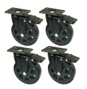 Колеса мебельные с тормозом, обрезиненные, черные, диаметр 125.
