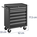 DIELENSKÝ VOZÍK NA NÁRADIE - 7 ZÁSUVIEK - DO 60 KG - UZAMYKATE NÝ Hĺbka produktu 33 cm