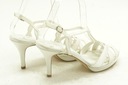 MENBUR sandále biele na strednom podpätku špendlíky pohodlné saténové veľ. 38 Veľkosť 38