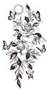 Сильная татуировка Цветы-Бабочки на предплечье икры 160