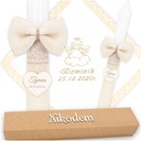 КРЕЩЕННАЯ ШАПКА И КРЕЩЕНСКАЯ СВЕЧА КРЕЩЕННАЯ СВЕЧА ПОДЕЛКА С ВЫШИВКОЙ + КОРОБКА - БОХО