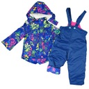 Комбинезон-двойка ЗИМНИЙ, ЦВЕТЫ, темно-синий, размер 110.