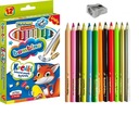Мелки BAMBINO WOODEN, ТОЛСТЫЕ, 12 ЦВЕТОВ + ТЕМП.