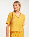 Pieces NG5 qlr žltá krátka voľná košeľa XL Veľkosť XL