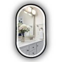 ОВАЛЬНОЕ ЗЕРКАЛО СВЕТОДИОДНОЕ В ЧЕРНОЙ РАМКЕ 55Х90 СМ ДЛЯ ВАННОЙ КОМНАТЫ