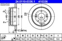 24.0110-0336 ATE DISCO FRENOS HYUNDAI GRANDEUR 05-10 PARTE TRASERA 