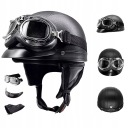 ШОЛОМ МОТОЦИКЛЕТНИЙ HELM RETRO CHOPPER ОКУЛЯРИ ZDEJMOWANY ЧОРНИЙ  фото 14