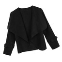 Krátka vlnená bunda Kabát so širokými chlopňami Krátky M Čierna Dominujúca farba prehľadná