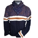 ТЕПЛЫЙ МУЖСКОЙ СВИТЕР КРАСИВЫЙ ПЛОТНЫЙ ГОЛЬФ ТЕМНО-СИНИЙ L