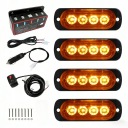 4X МИГАЛКА ФАРА LED (СВІТЛОДІОД) POMARANCZOWA ДОПОМОГА ЛАФЕТА 12-24V СВІТЛОДІОДНА БАЛКА Z ПУЛЬТОМ  (18673045783) фото min 11