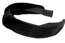 Широкий классический черный бархатный ободок для волос с тюрбаном и узлом.