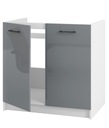 Напольный кухонный шкаф акриловый глянцевый серый без столешницы для раковины 80 см