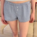 Vintage pruhované gombíky krátke nohavice Ženy letné elastický pás Streetwear H Dominujúca farba béžová