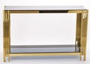 Złota nowoczesna konsola połysk ze szklanym blatem Wysokość mebla 78 cm