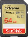 Карта памяти SanDisk EXTREME 64 ГБ, 170 МБ/с SDXC U3