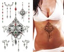 Duży Tatuaż Koronka Koronki Kryształy Bikini TM245