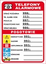 TABLICA TELEFONY ALARMOWE 210X150 PŁYTA PCV