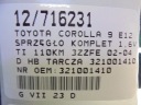 TOYOTA COROLLA 9 E12 EMBRAYAGE DISQUE 321001410 1,6 16V COLLIERphoto 10